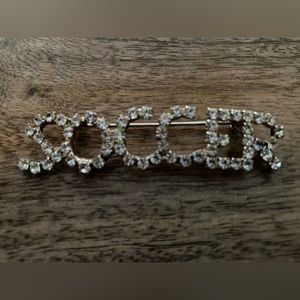 Rhinestone Soccer Brooch